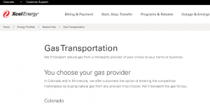 Xcel Energy third party gas transportation